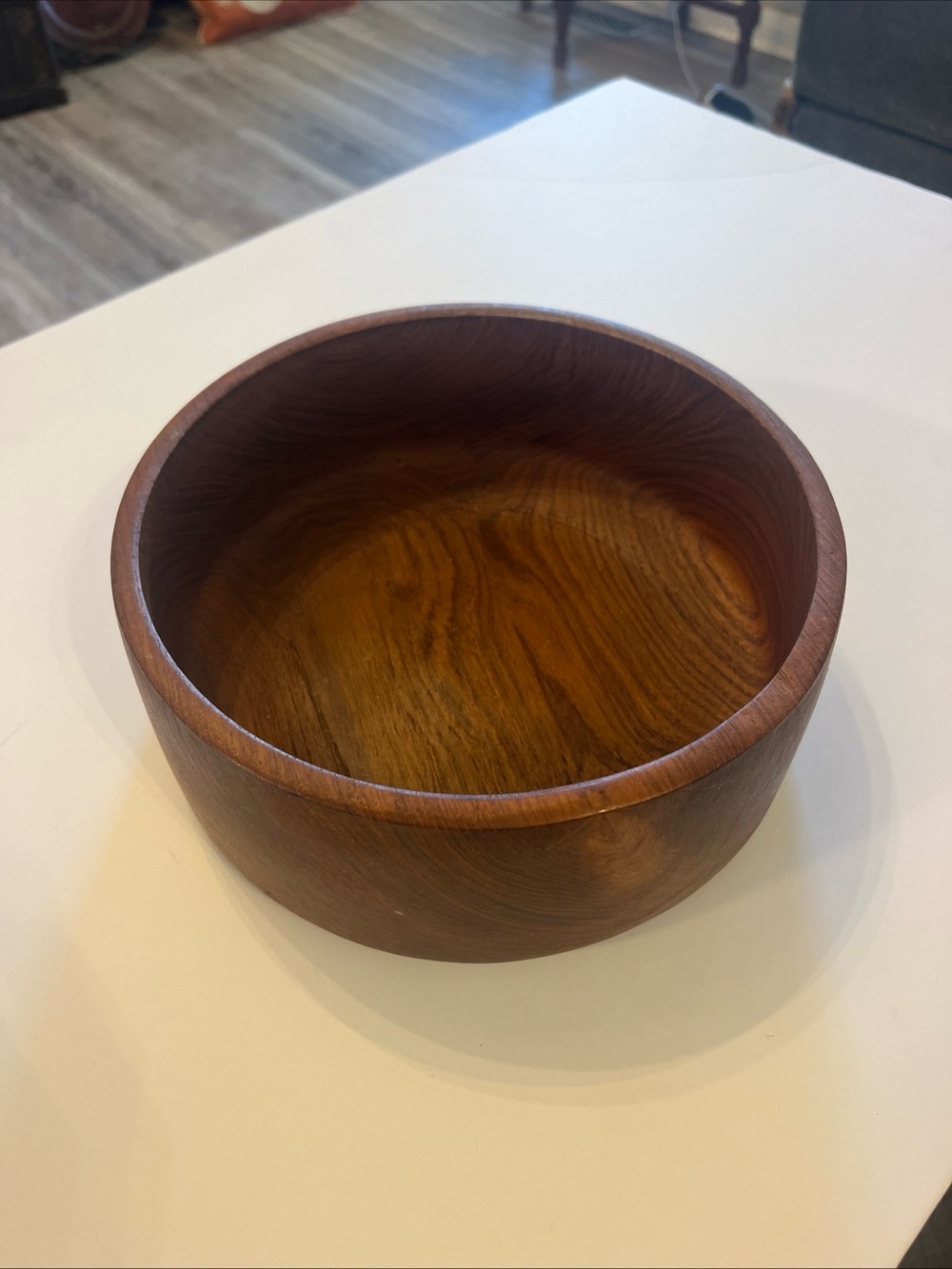 Vtg MCM Handcrafted Wooden Serving Bowl - Brown